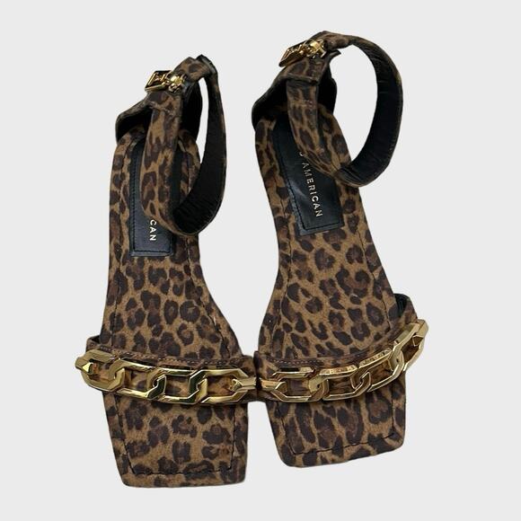 Good American leopard ankle strap sandal with gold chain NEW - Picture 5 of 9